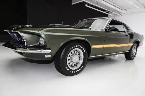 For Sale Used 1969 Ford Mustang Mach 1 Dark Jade Green  351 A/C | American Dream Machines Des Moines IA 50309