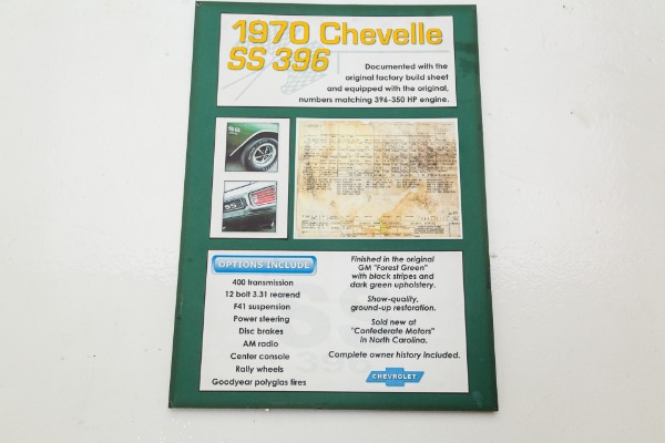 For Sale Used 1970 Chevrolet Chevelle SS #'s 396 Build Sheet | American Dream Machines Des Moines IA 50309