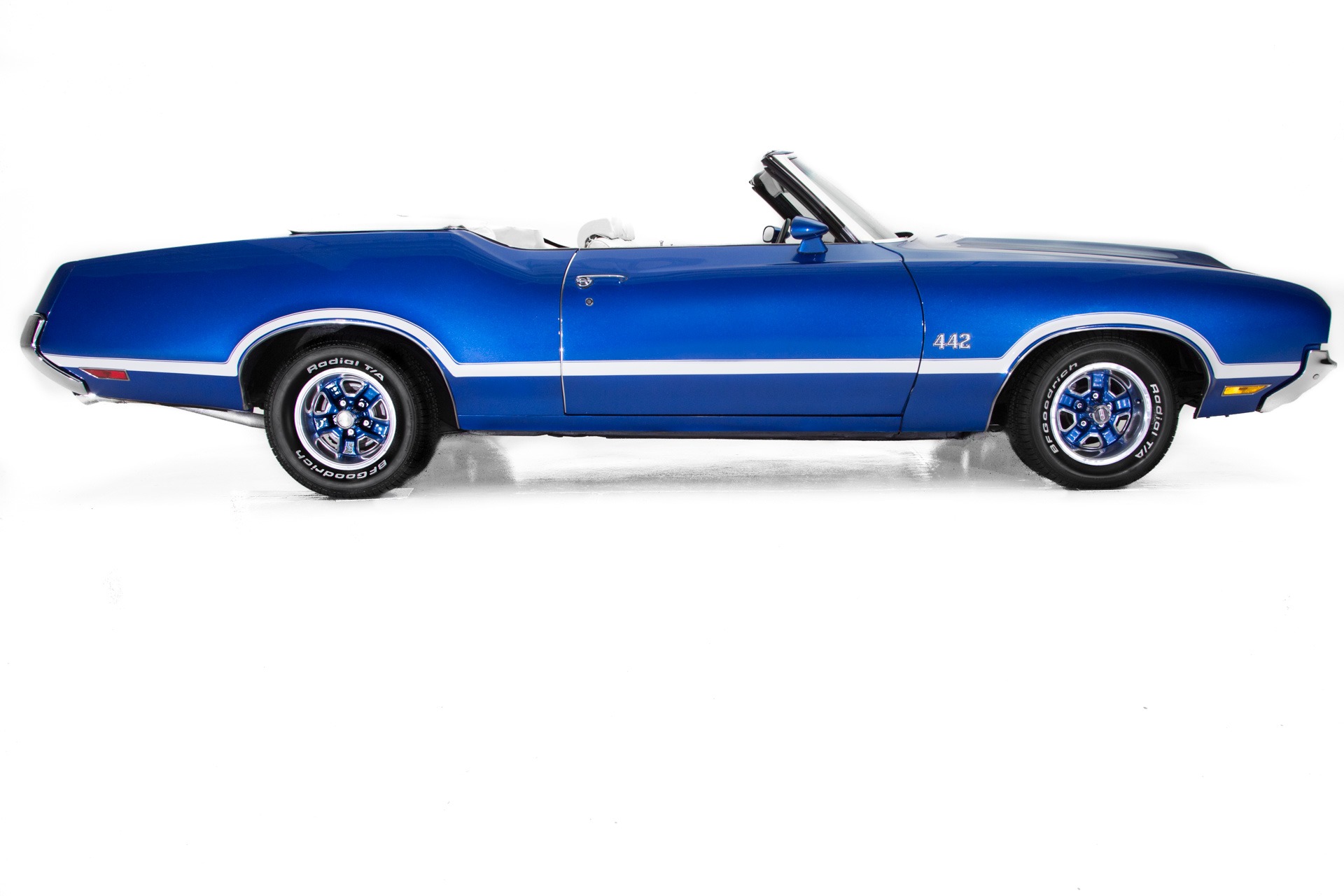 For Sale Used 1971 Oldsmobile 442 Convertible Blue 455 AC | American Dream Machines Des Moines IA 50309