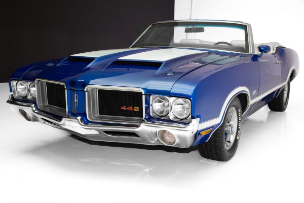 For Sale Used 1971 Oldsmobile 442 Convertible Blue 455 AC | American Dream Machines Des Moines IA 50309