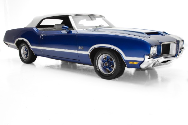 For Sale Used 1971 Oldsmobile 442 Convertible Blue 455 AC | American Dream Machines Des Moines IA 50309