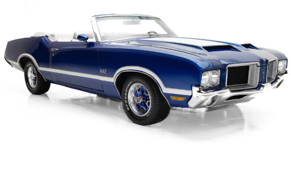 For Sale Used 1971 Oldsmobile 442 Convertible Blue 455 AC | American Dream Machines Des Moines IA 50309