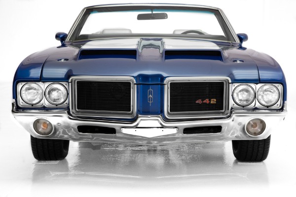 For Sale Used 1971 Oldsmobile 442 Convertible Blue 455 AC | American Dream Machines Des Moines IA 50309