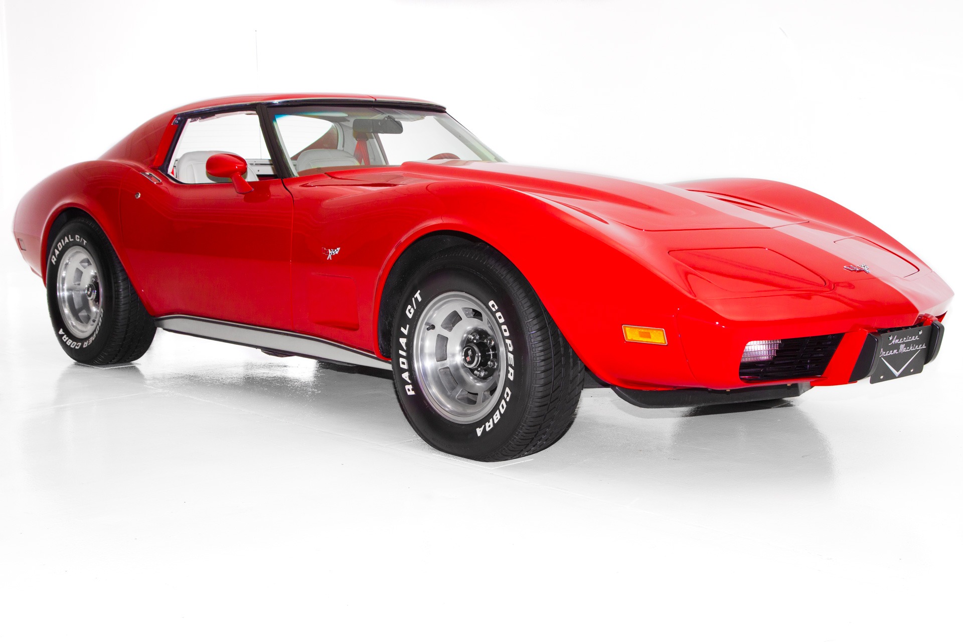 For Sale Used 1977 Chevrolet Corvette T-Tops, Red and White, 350, Automatic, Tilt Steering, Cruise Control | American Dream Machines Des Moines IA 50309