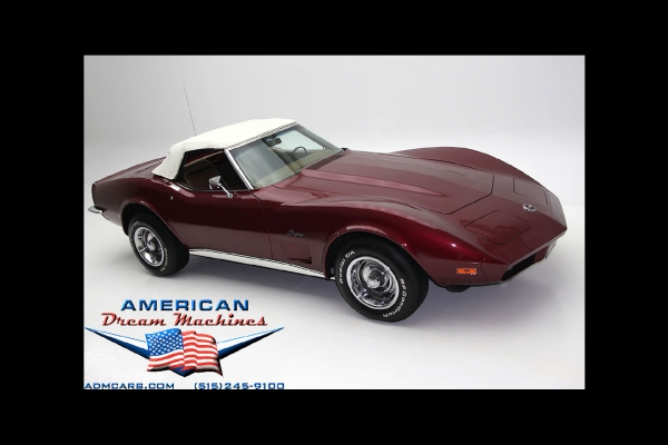 For Sale Used 1973 Chevrolet Corvette convertible Beautiful Brandywine | American Dream Machines Des Moines IA 50309