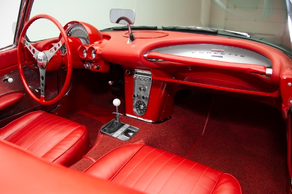 For Sale Used 1960 Chevrolet Corvette Black w/ Silver Coves,Red Interior,283 Fuelie Matching #s,4-Speed,2 Tops | American Dream Machines Des Moines IA 50309