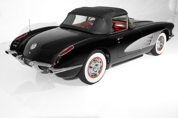 For Sale Used 1960 Chevrolet Corvette Black w/ Silver Coves,Red Interior,283 Fuelie Matching #s,4-Speed,2 Tops | American Dream Machines Des Moines IA 50309