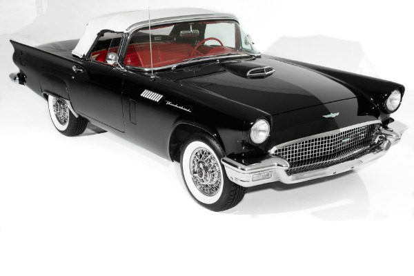 For Sale Used 1957 Ford Thunderbird Black/Red 2 Tops PS PB AC | American Dream Machines Des Moines IA 50309