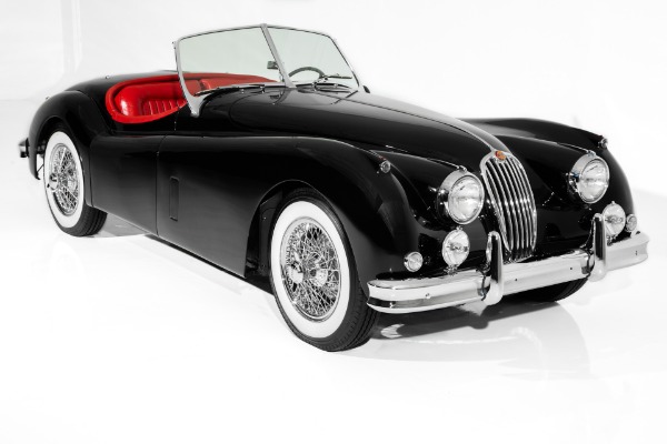 For Sale Used 1956 Jaguar XK140 Gorgeous Black/Red Roadster | American Dream Machines Des Moines IA 50309