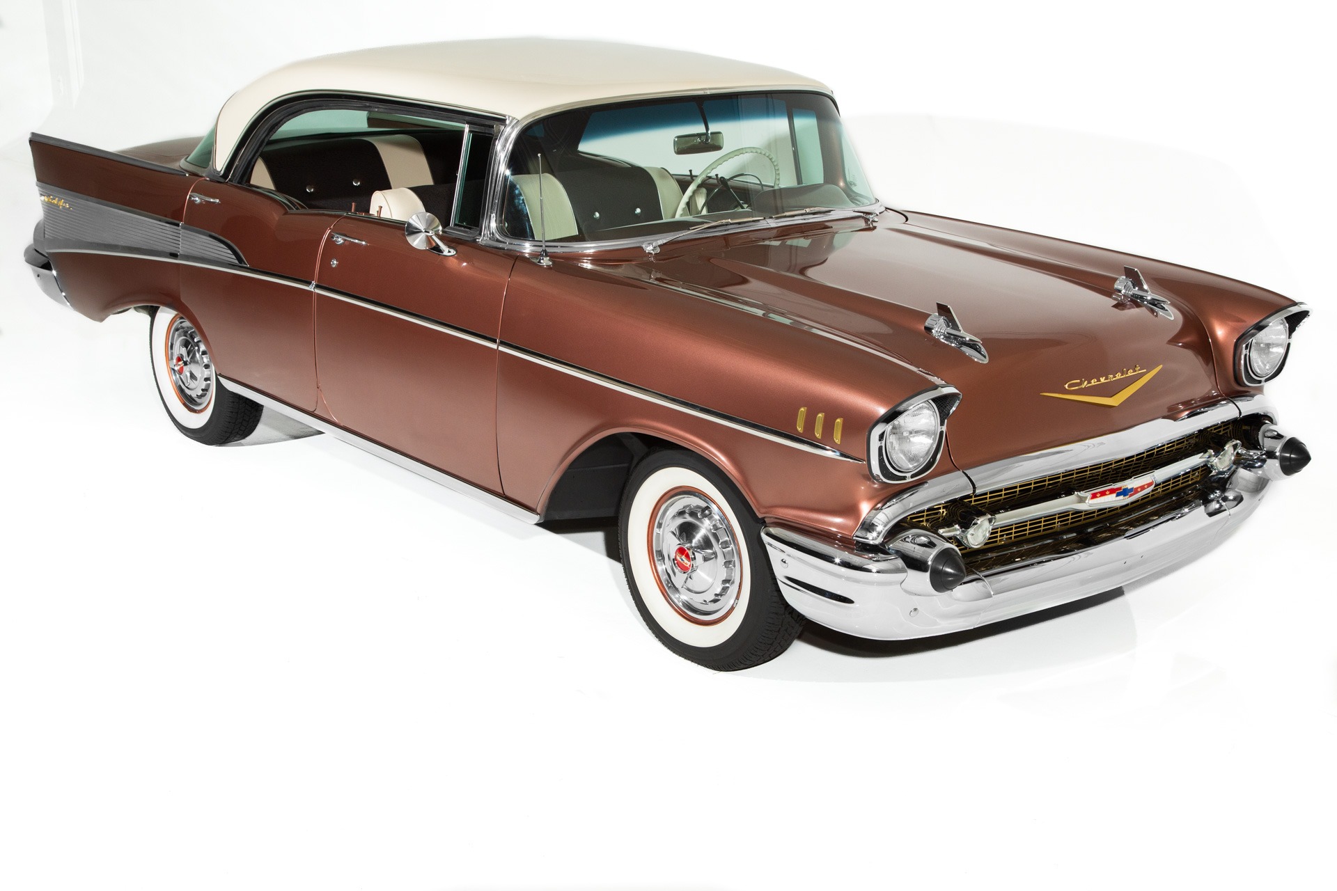 For Sale Used 1957 Chevrolet Bel Air Hardtop Sierra Gold 283 Automatic Frame Off | American Dream Machines Des Moines IA 50309