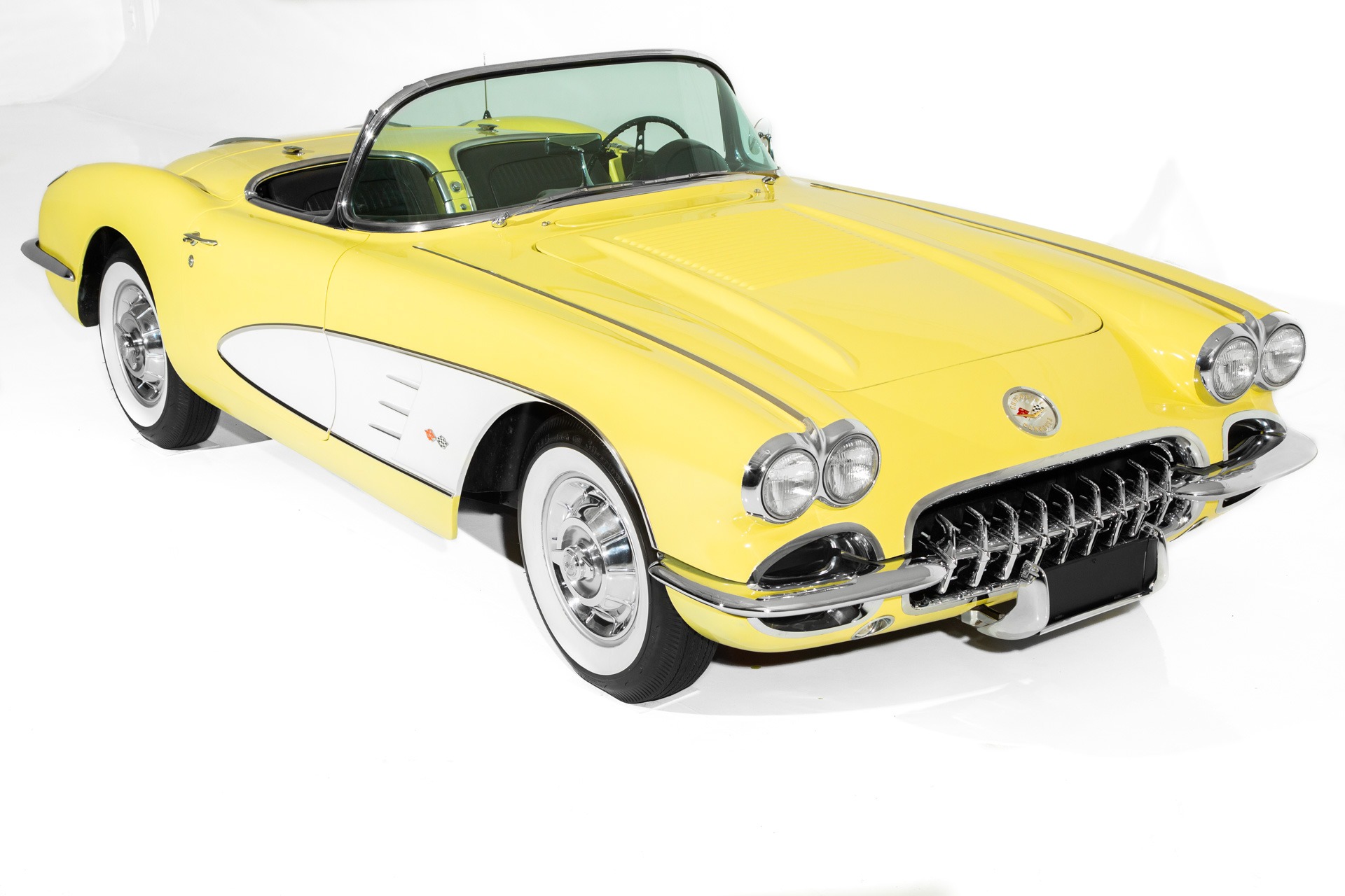 For Sale Used 1958 Chevrolet Corvette Convertible, Yellow/Black, 283, Automatic | American Dream Machines Des Moines IA 50309