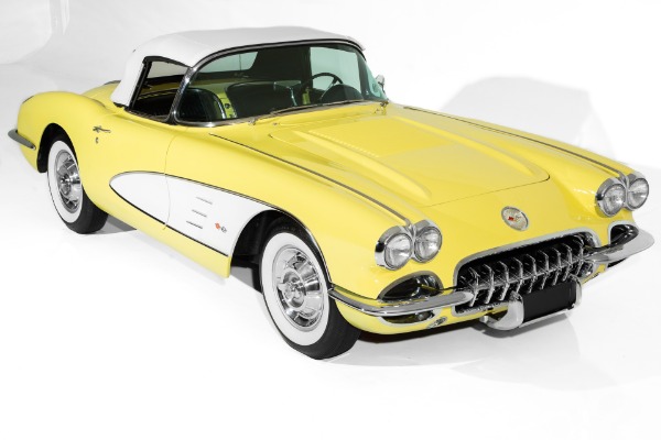 For Sale Used 1958 Chevrolet Corvette Convertible, Yellow/Black, 283, Automatic | American Dream Machines Des Moines IA 50309