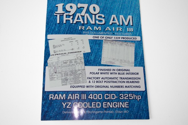 For Sale Used 1970 Pontiac Trans Am Ram Air III H.O. 400, 12 Bolt | American Dream Machines Des Moines IA 50309